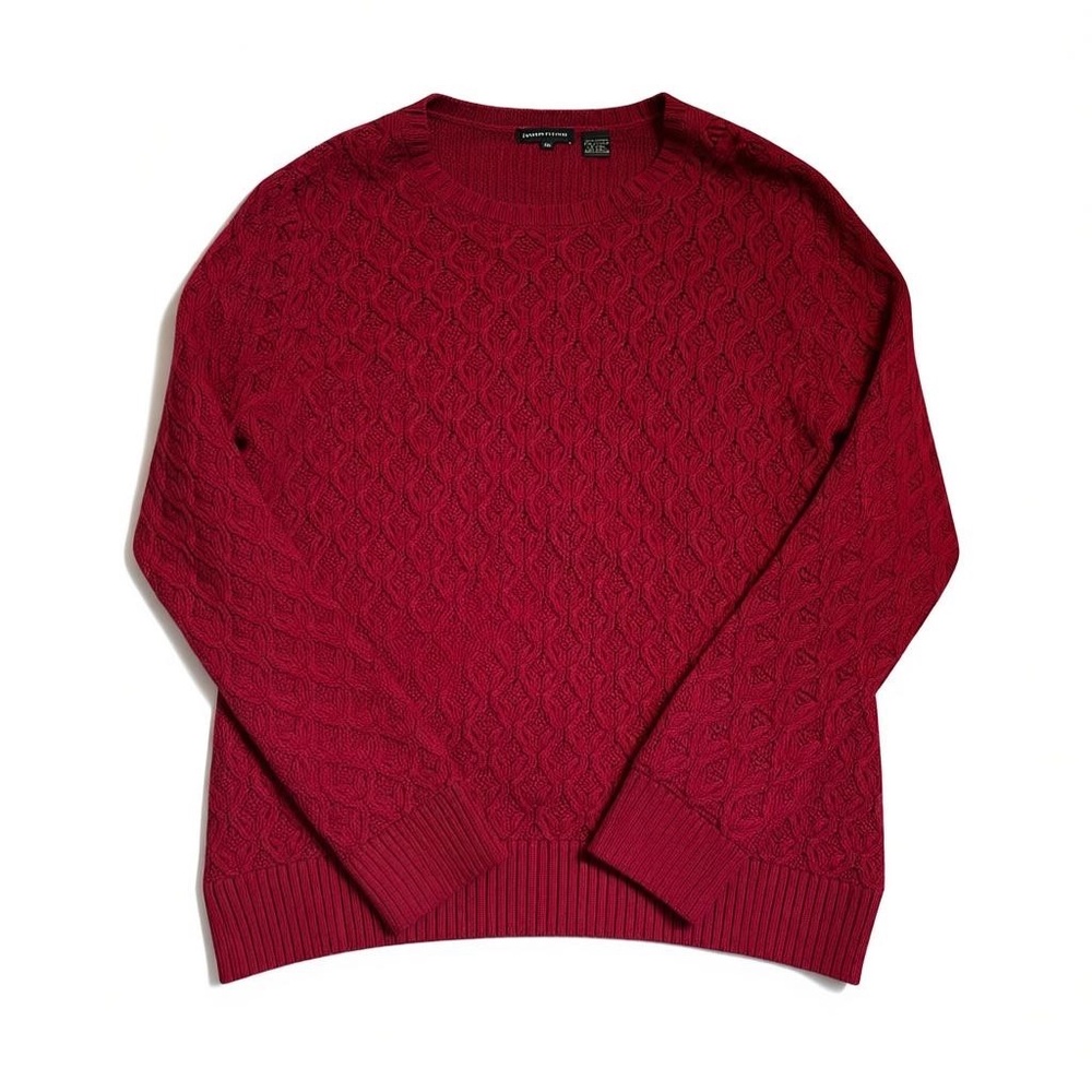 JEANNE PIERRE Women's Red Cable Knit Sweater